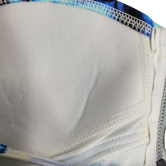 Tankini Top Blue White Tie Dye Stretch Detachable Strap XS New - Picture 4 of 5